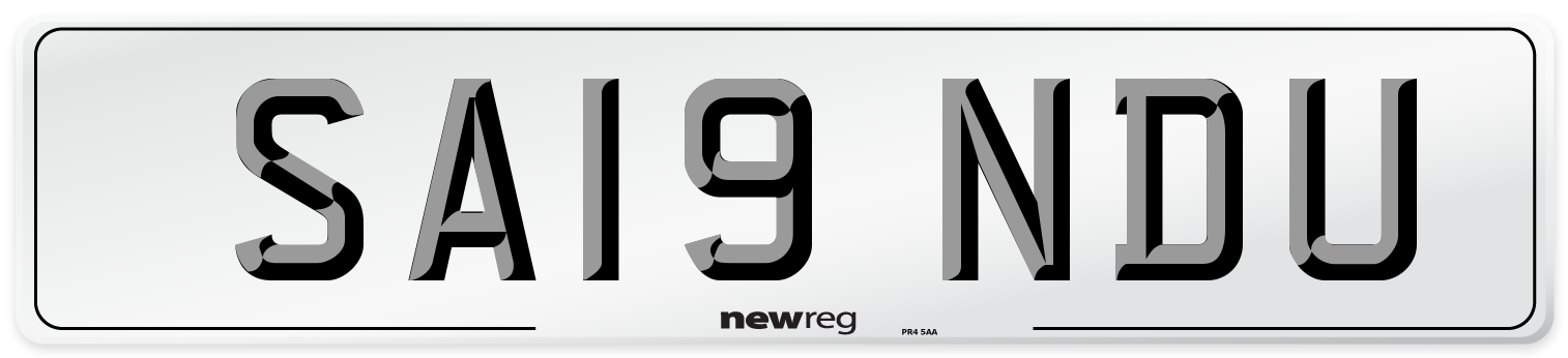 SA19 NDU Number Plate from New Reg
